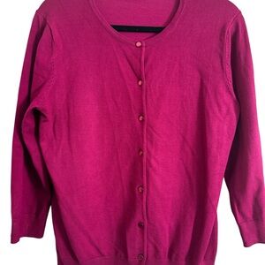 Cable‎ & Gauge Fuchsia Button-Up Cardigan